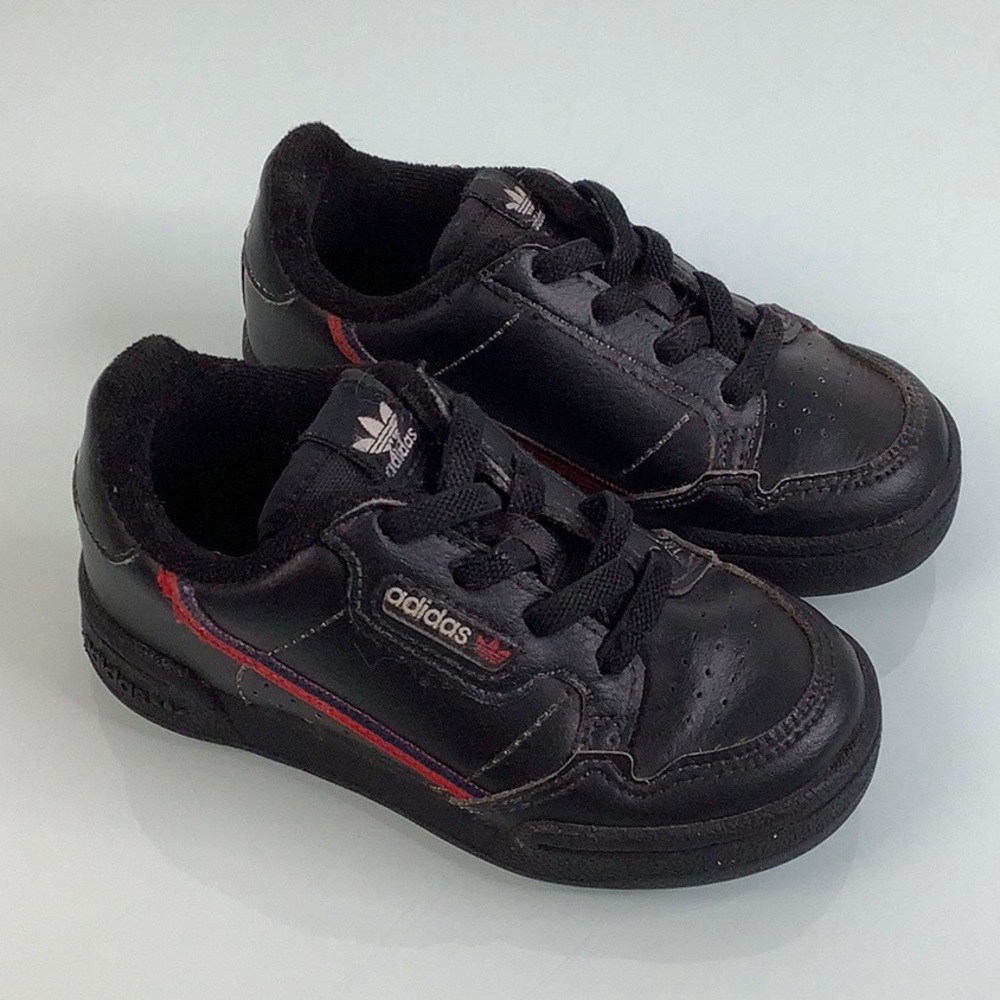 Adidas Continental 80 Black slip on Elastic lace Sneakers unisex toddler Size 7K